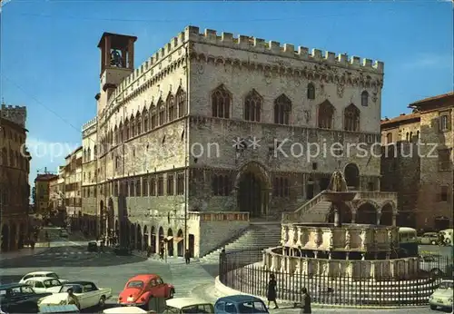 Perugia Umbria Rathaus und Hauptbrunnen Kat. Perugia
