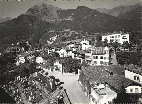 Dorf Tirol Teilansicht mit Friedhof Alpen Kat. Tirolo