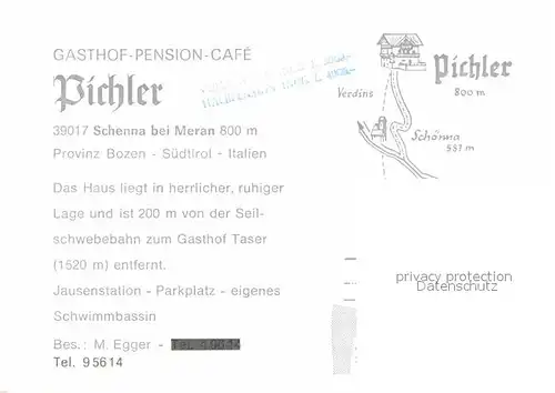 Schenna Meran Gasthaus Pension Cafe Pichler Kat. Italien