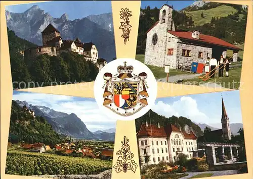 Liechtenstein  Schloss Vaduz Regierungsgebaeude Friedenskapelle Malbun  Kat. Liechtenstein