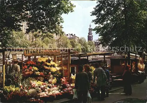 Amsterdam Niederlande Bloemenmarkt met Munttoren Kat. Amsterdam