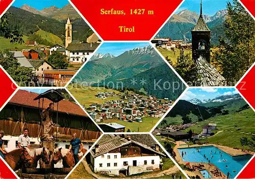 Serfaus Tirol Teilansicht Panorama Glockenturm Reiterhof Schwimmbad Kat. Serfaus