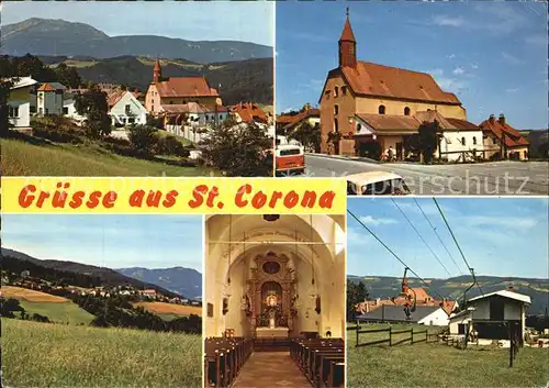 St Corona Wechsel Panorama Wallfahrtskirche Inneres Sessellift Kat. St. Corona am Wechsel