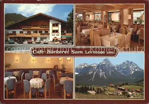 Lermoos Tirol Cafe Baeckerei Sam Innen  und Aussenansicht Panorama  Kat. Lermoos