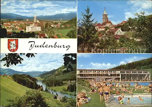 Judenburg Steiermark Panorama Blick von der Talbruecke Murtal Hallen und Freibad Kat. Judenburg