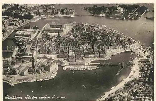 Stockholm Luftaufnahme Stadt zwischen den Bruecken Kat. Stockholm