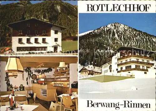 Rinnen Tirol Rotlechhof Gastraum Aussenansicht Kat. Berwang