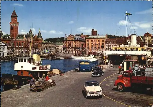 Haelsingborg Hafenpartie mit Rathaus Kat. Schweden