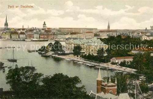 Stockholm Luftaufnahme Kirche Schloss Hafen Kat. Stockholm