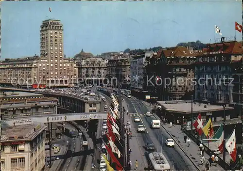 Lausanne VD Le Grand Pont et la Tour Bel Air Kat. Lausanne