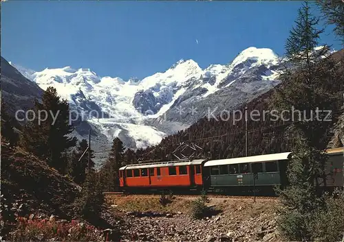 Rhaetische Bahn Montebello Berninagruppe Morteratschgletscher  Kat. Eisenbahn
