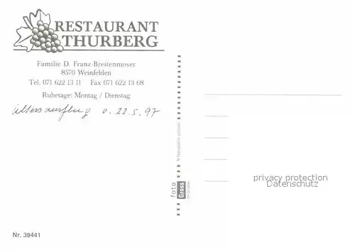 Weinfelden Restaurant Thurberg Kat. Weinfelden