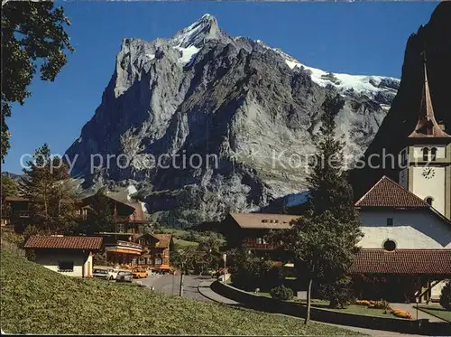 Grindelwald Kirche mit Wetterhorn Kat. Grindelwald