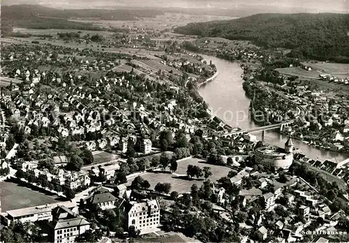 Schaffhausen SH Fliegeraufnahme mit Castell Munor und Rhein Kat. Schaffhausen