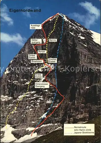 Eiger Grindelwald Eigernordwand Besteigungsrouten Kat. Eiger