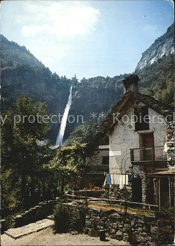 Foroglio Val Bavona Ortspartie mit Wasserfall Kat. Lugano