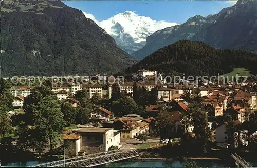 Interlaken BE Stadtbild mit Blick zur Jungfrau Berner Alpen Kat. Interlaken