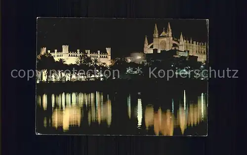 Palma de Mallorca La Lonja y Catedral Boerse und Kathedrale Nachtaufnahme Kat. Palma de Mallorca