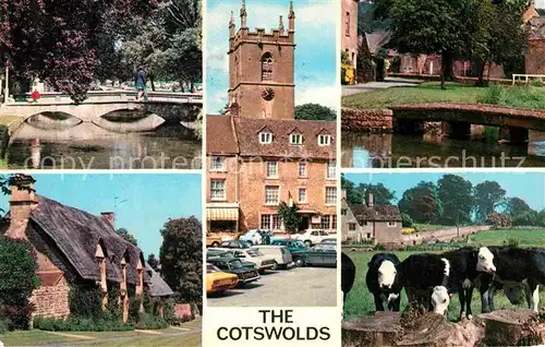 Cotswold River Windrush Bourton on the Water Stow on the Wold Lower Slaughter Thatched Cottage Cattle at Fairford Kat. Cotswold