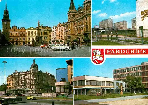 Pardubice Pardubitz Pernsteijnske namesti s radnici a Zelenou vezi Sidliste Polabiny  Krizovatka s podchody u hotelu Grand Budova gymnazia Kat. Pardubice