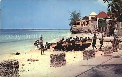 Barbados Hauling up Fishing Boat Kat. Barbados