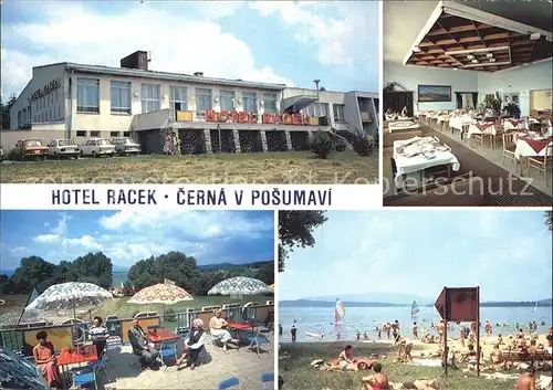 Cerna v Posumavi Hotel Racek Speisesaal Terrasse Strand Kat. Schwarzbach