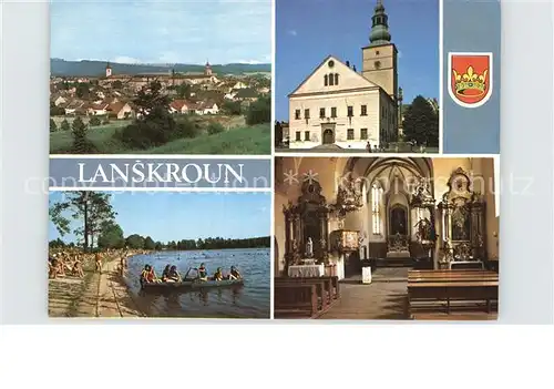Lanskroun Teilansicht Kirche See Kircheninneres Kat. Landskron