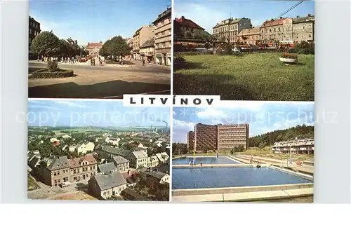 Litvinov Platz Gesamtansicht Schwimmbad Kat. Oberleutensdorf