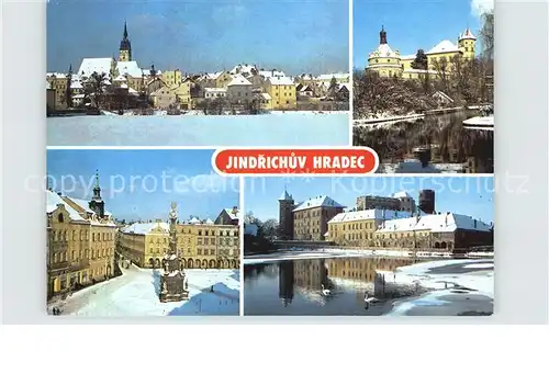 Jindrichuv Hradec Teilansicht Kirche Platz Denkmal Kat. Neuhaus