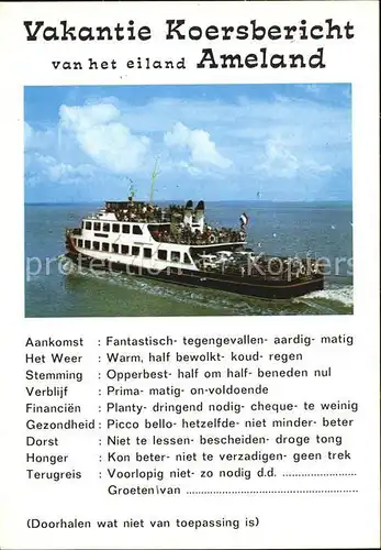 Faehre Ameland Vakantie Koersbericht  Kat. Schiffe