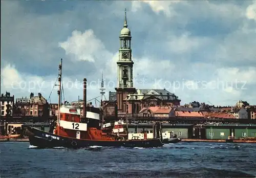 Boote Hamburg Hafen Michaeliskirche  Kat. Schiffe
