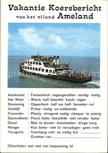 Faehre Vakantie Koersbericht Ameland  Kat. Schiffe