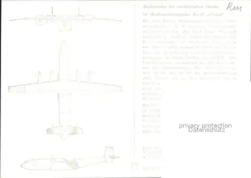 Flugzeuge Zivil Grossraumtransporter An 22 Antaeus Russland  Kat. Airplanes Avions