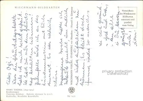 Thoma Hans Kinderreigen Verlag Wiechmann Nr. 2471  Kat. Kuenstlerkarte