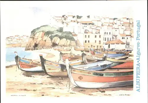 Kuenstlerkarte Julio Amaro  Albufeira Algarve Portugal Kat. Kuenstlerkarte