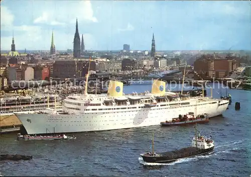 Dampfer Oceanliner Hamburg Hafen Stadtpanorama  Kat. Schiffe