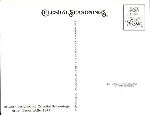 Baeren Werbung Tee Celestial Seasonings Kuenstlerkarte Bruce Wolfe  Kat. Tiere