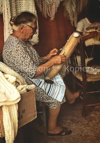Handarbeit Spitzenkloepplerin Gozitan Woman Lace Making Gozo Kat. Handarbeit