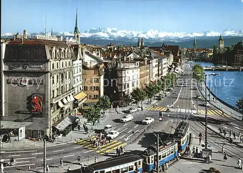 Strassenbahn Zuerich Central Limmatquai Alpen Kat. Strassenbahn