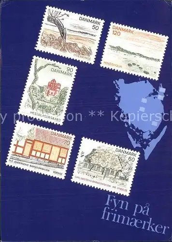 Briefmarke auf Ak Danmark Daenemark Hverringe Hindsholm Hesselagergaard Kat. Besonderheiten