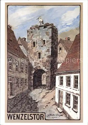 Kuenstlerkarte Gustav Mueller Wenzelstor Wurzen 1911 Kat. Kuenstlerkarte