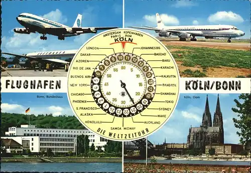 Flughafen Airport Aeroporto Koeln Bonn Weltzeituhr Bundeshaus Koelner Dom  Kat. Flug