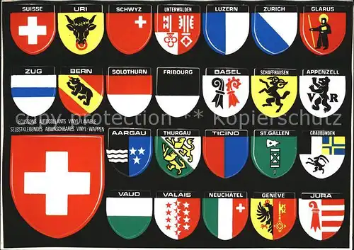 Wappen Schweiz Uri Fribourg Appenzell Jura Vaud Valais Zug Solothurn  Kat. Heraldik