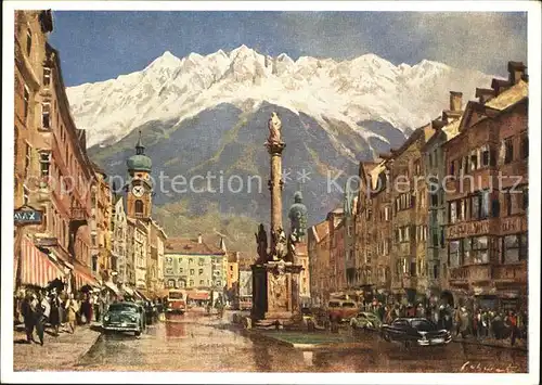 Kuenstlerkarte Franz Schwetz Innsbruck Maria Theresien Strasse  Kat. Kuenstlerkarte