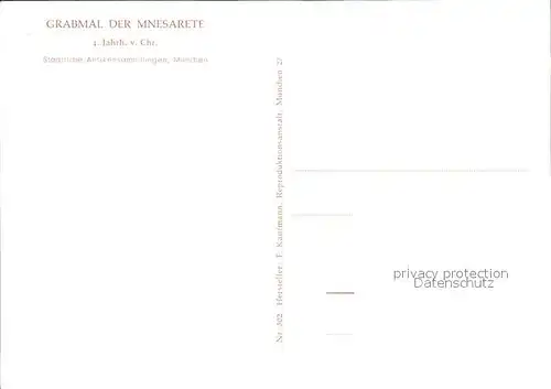 Bildhauerei Steinmetz Grabmal der Mnesarete  Kat. Handwerk