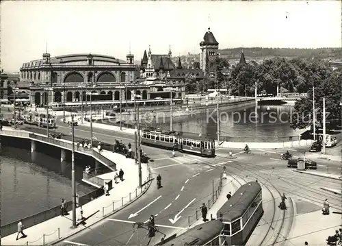 Strassenbahn Zuerich Bahnhofbruecke Hauptbahnhof Landesmuseum  Kat. Strassenbahn