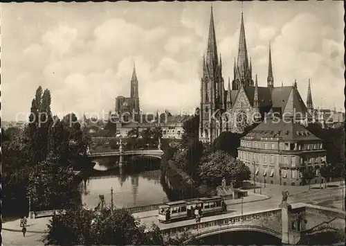 Strassenbahn Strassburg Elsass Paulskirche Muenster Kat. Strassenbahn