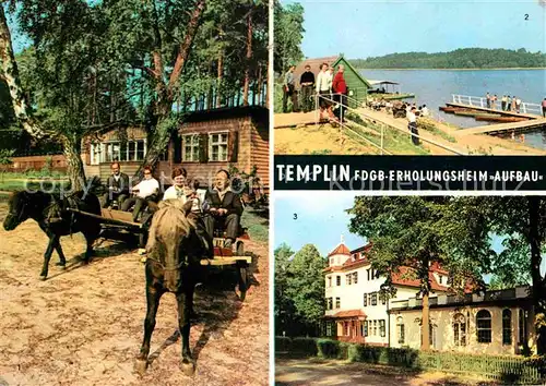 Templin Ponykutsche Badestrand am Luebbesee FDGB Erholungsheim Aufbau Kat. Templin