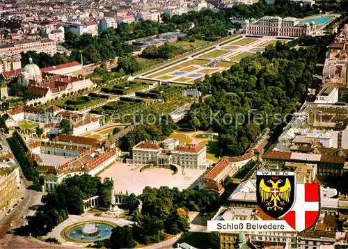 Wien Schloss Belvedere Prinz Eugen von Savoyen Palais Schwarzenberg Kuppel Salesianerinnen Kirche Fliegeraufnahme Kat. Wien