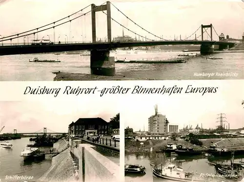 Duisburg Ruhr Groesster Binnenhafen Europas Homberger Rheinbruecke Schifferboerse Phoenix Rheinrohr Industrie Kat. Duisburg